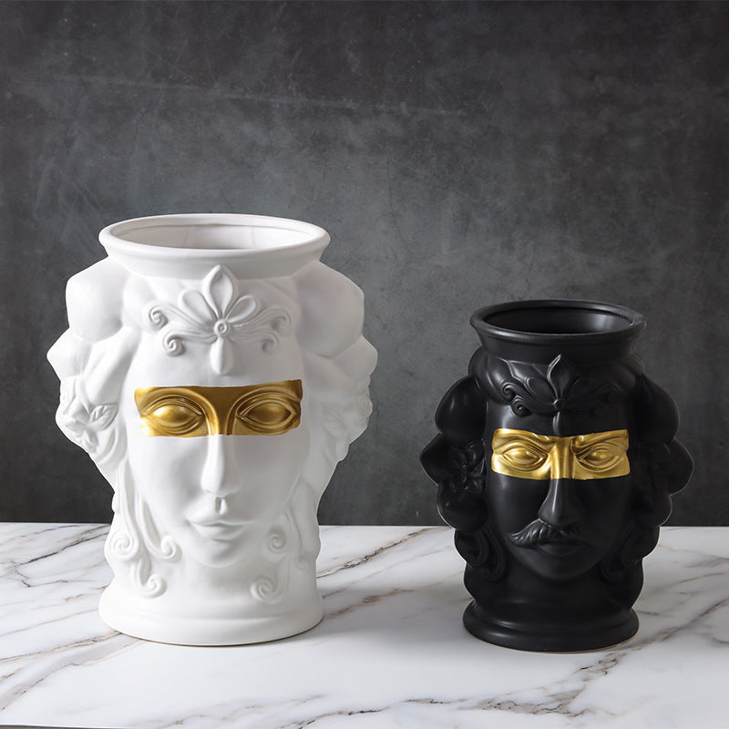 Human Face, Head Shape, Ceramic Vase, Handicraft Ornaments
