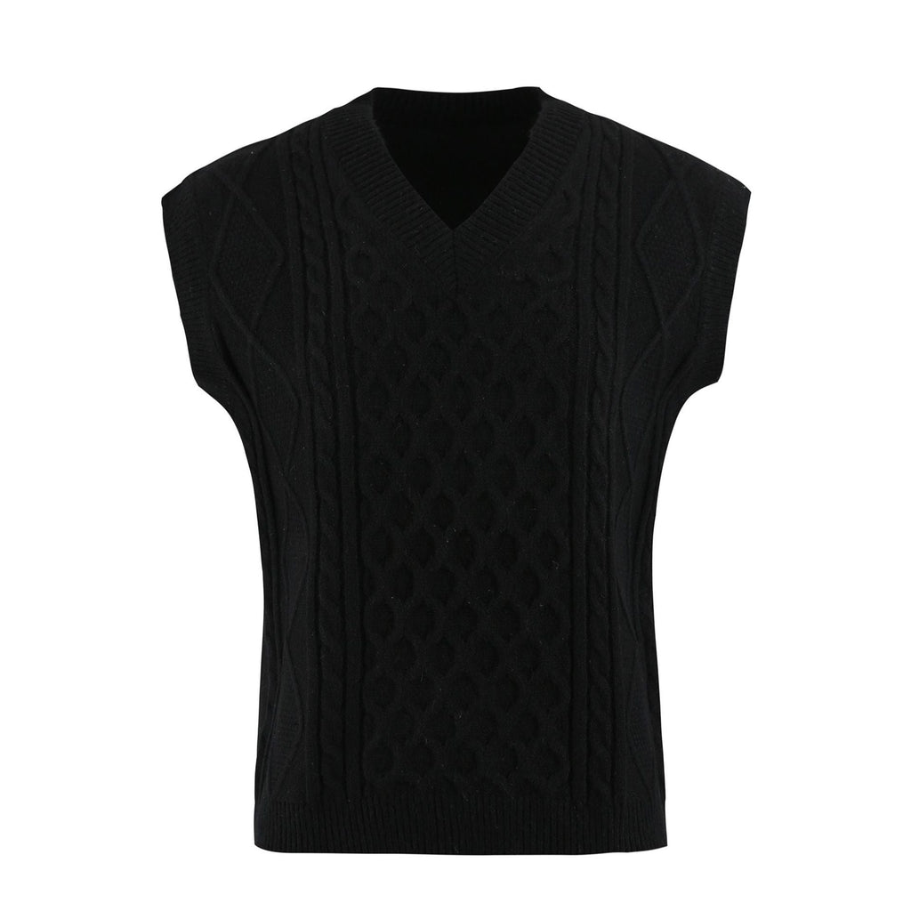 Women's V-neck Twisted Solid Color Top Sweater