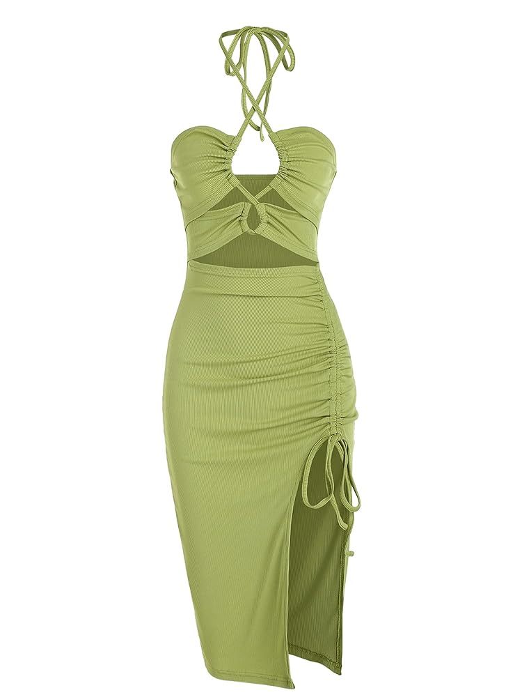 Women's Sleeveless Dress Sex Midi Halter Dresses Criss Cross Cami Womens Dresses Dress For Party