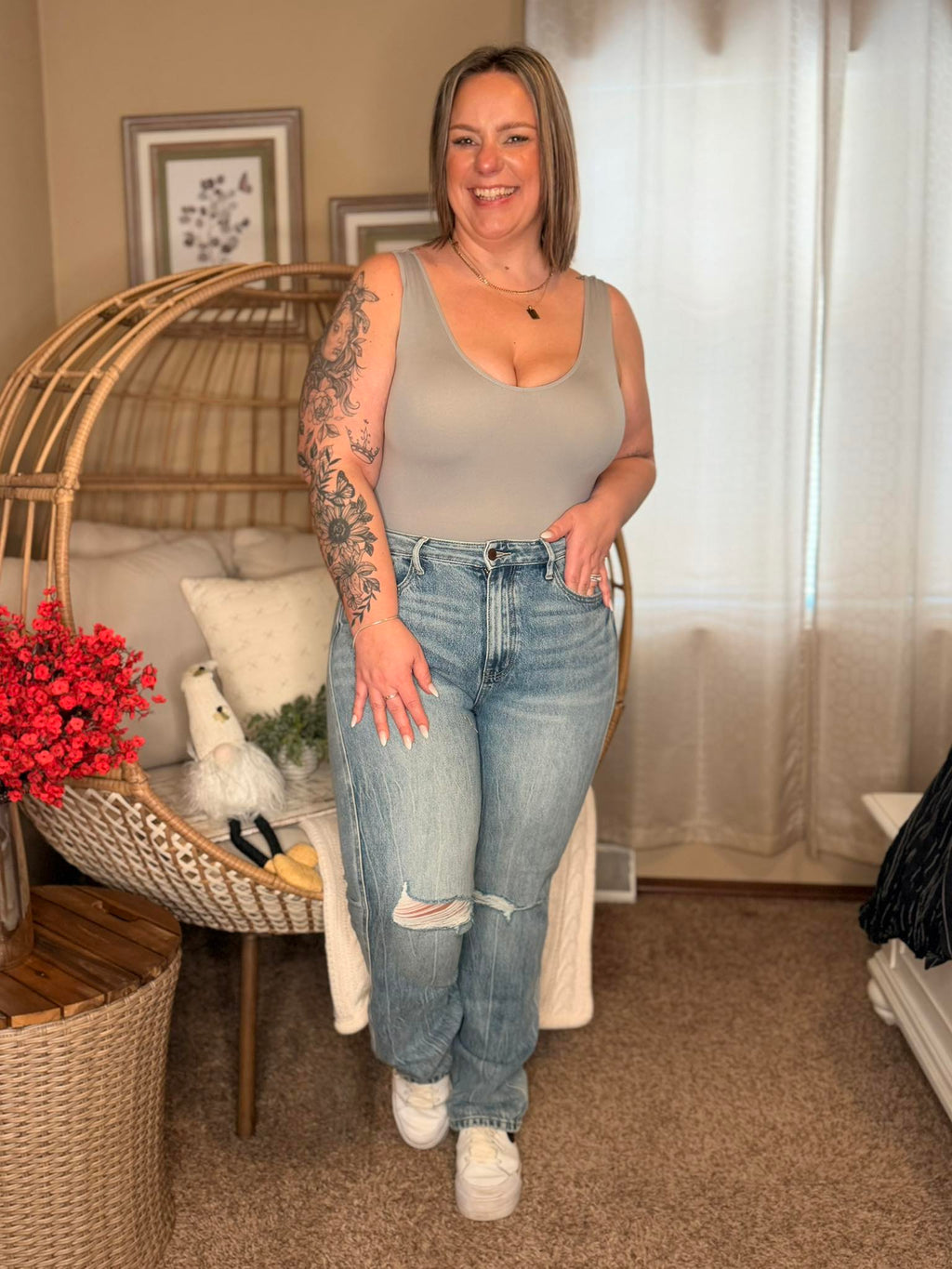 The Basics Bodysuit In Light Mocha