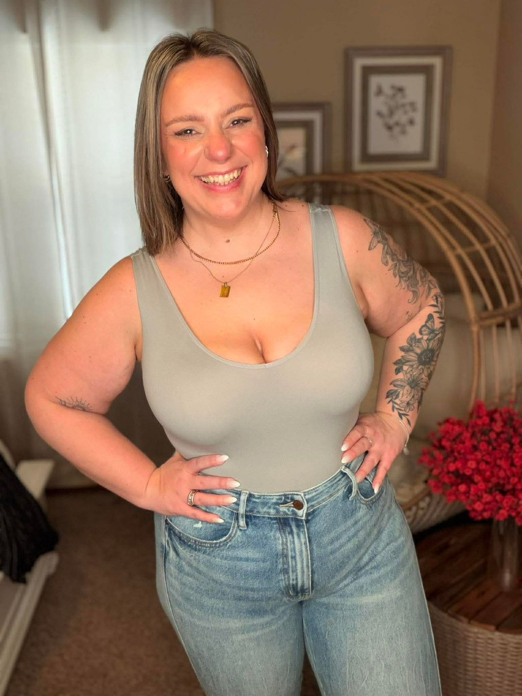 The Basics Bodysuit In Light Mocha