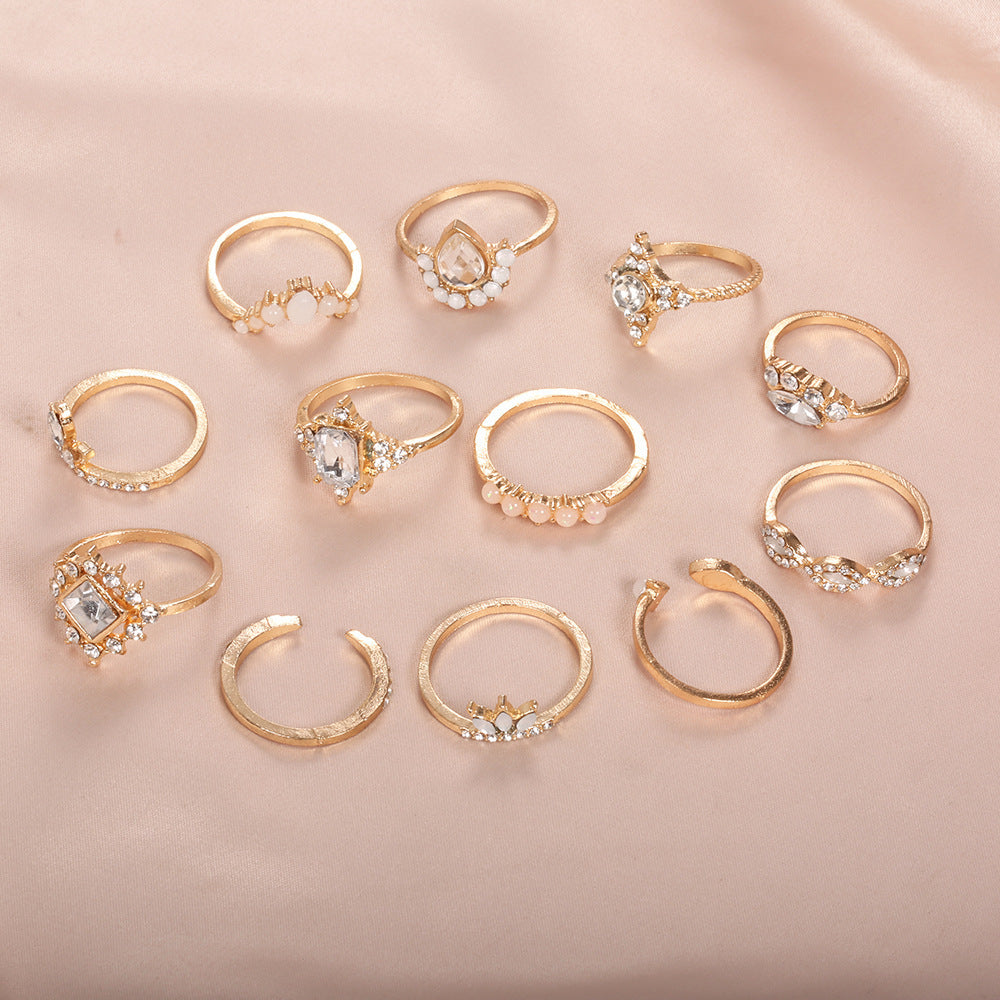 Women's Vintage Water Drop Diamond Ring Suit