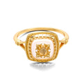 Vintage  Style Elegant Carved White Jade Pith Ring