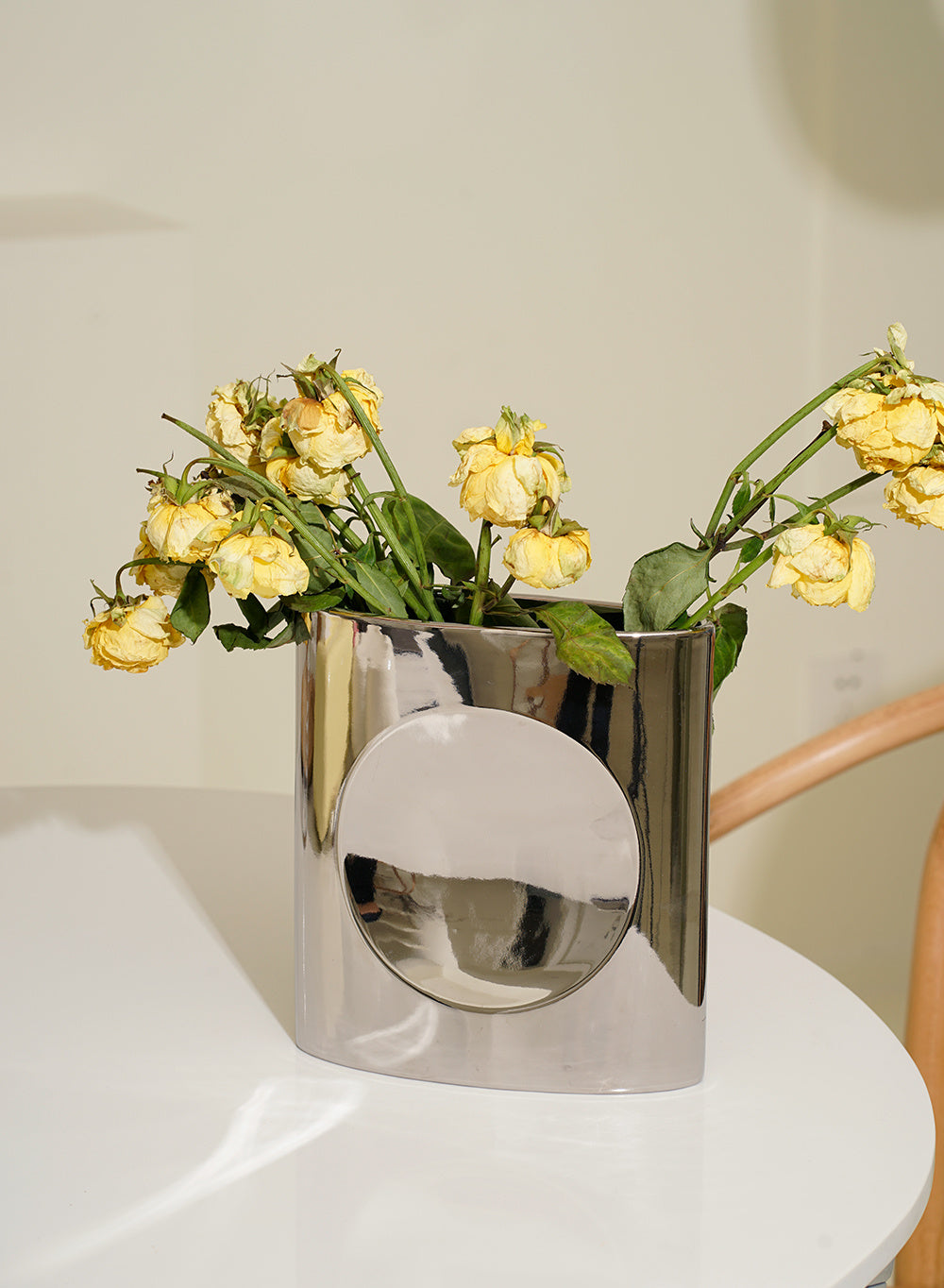 Mirror Silver Geometric Architecture Minimalist Moon Phase Vase
