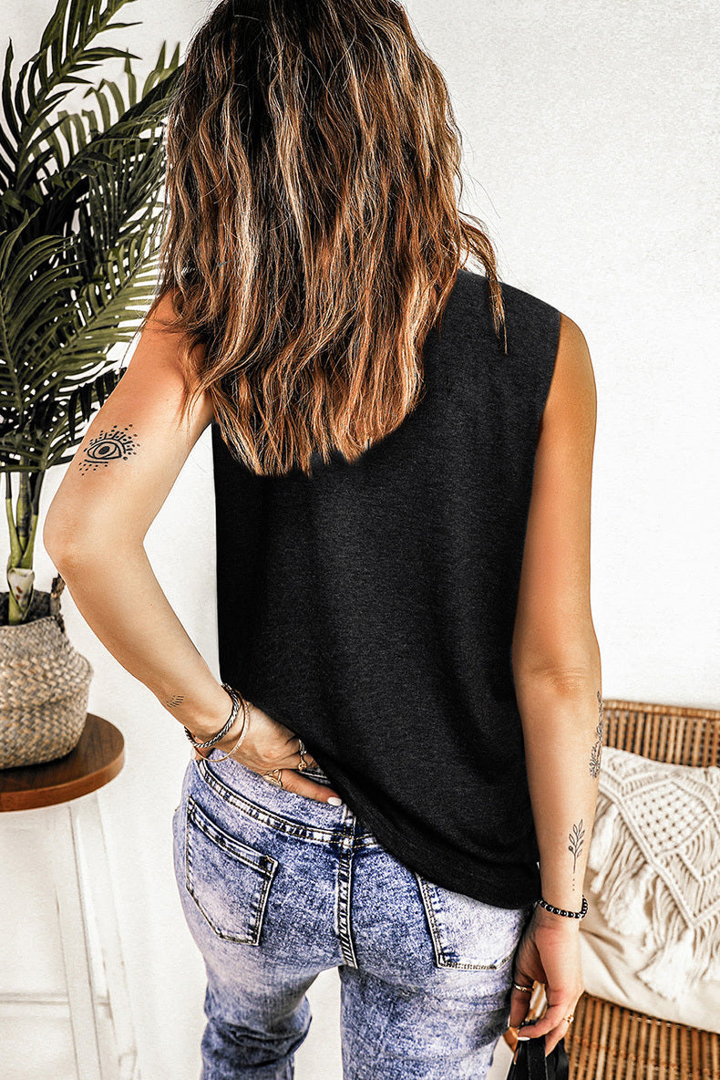 European And American Versatile Loose Outerwear Racerback Tank Top Women
