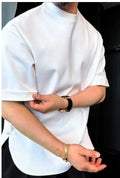 2025 Men's Buttoned Round Hem T-Shirt