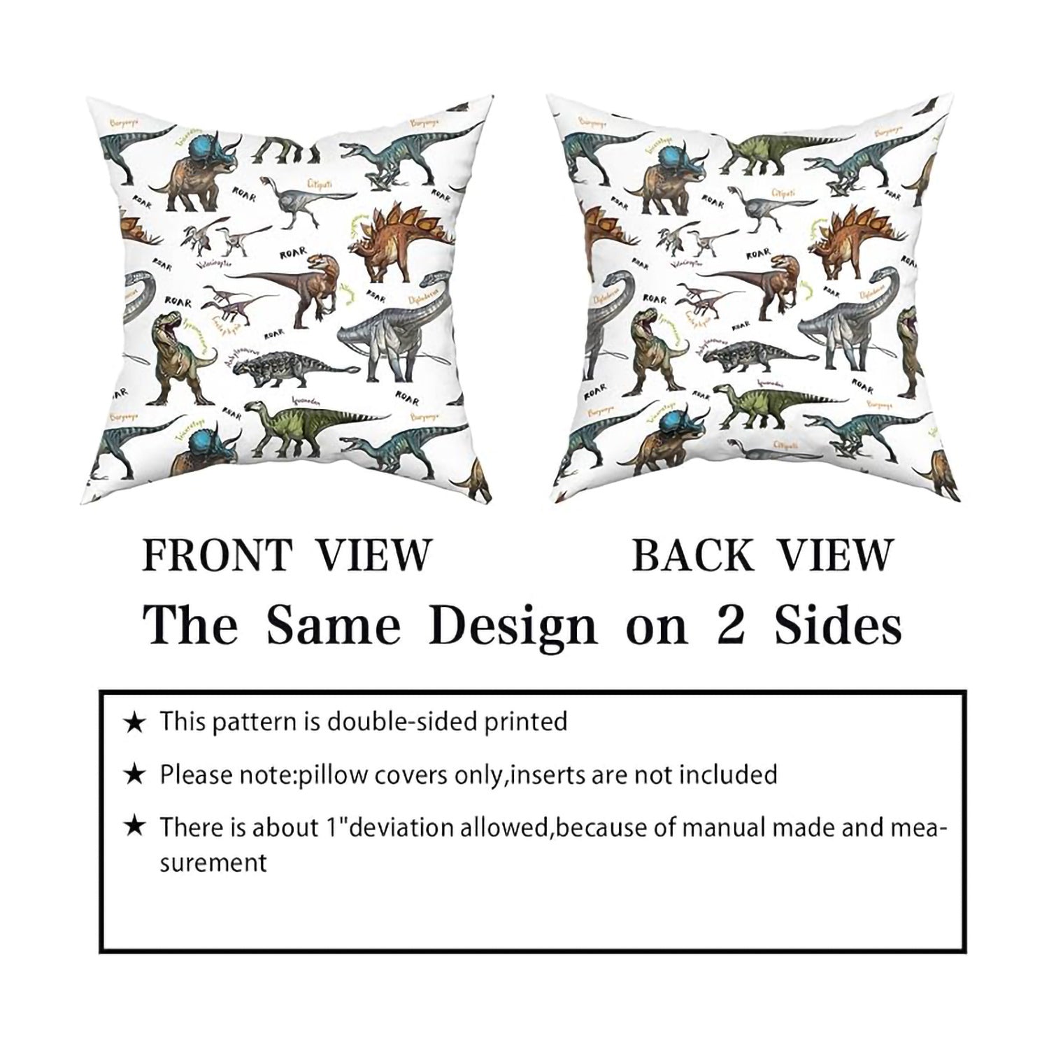 Wild Dinosaur Pillow Cover - Animal Dinosaur Pillowcase Tyrannosaurus Rex Brachiosaurus Dinosaur Pillowcase Square 18x18 Suitable For Boys' Room Home Decoration