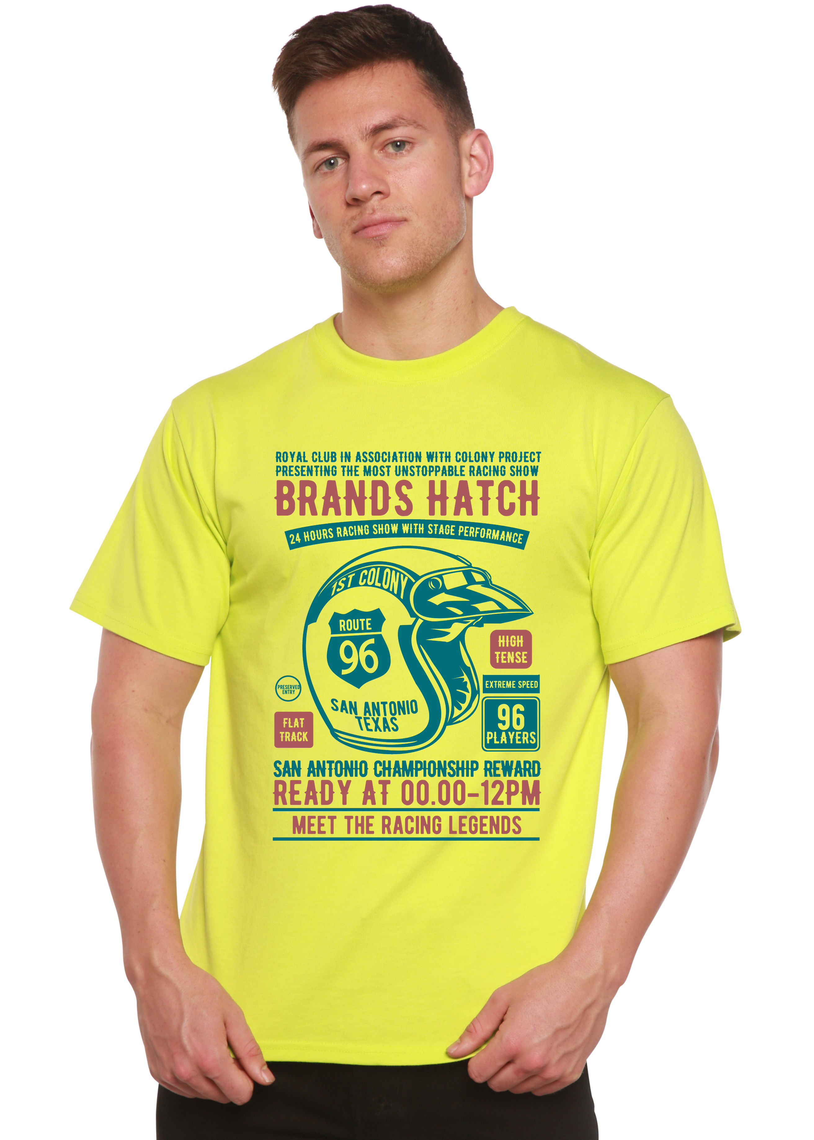 Brands Hatch Men's Bamboo Viscose/Organic Cotton Short Sleeve Graphic T-Shirt