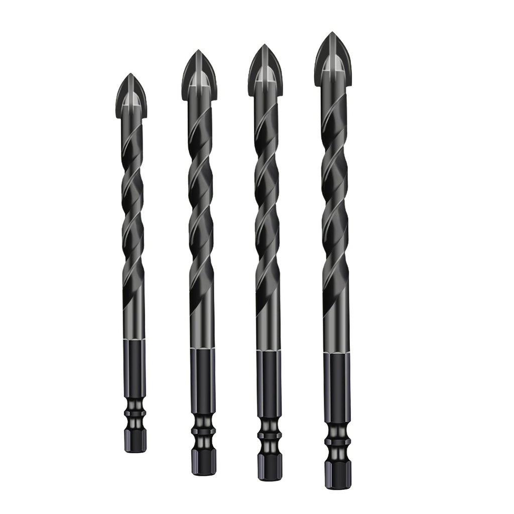 4PCS Drill Set Hex Tile Drill Bit Glass Ceramic Bric Hex Shank Cross Spear Head