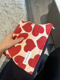 Corduroy Love Heart Cosmetic Bag Portable Skin Care Products Buggy Bag