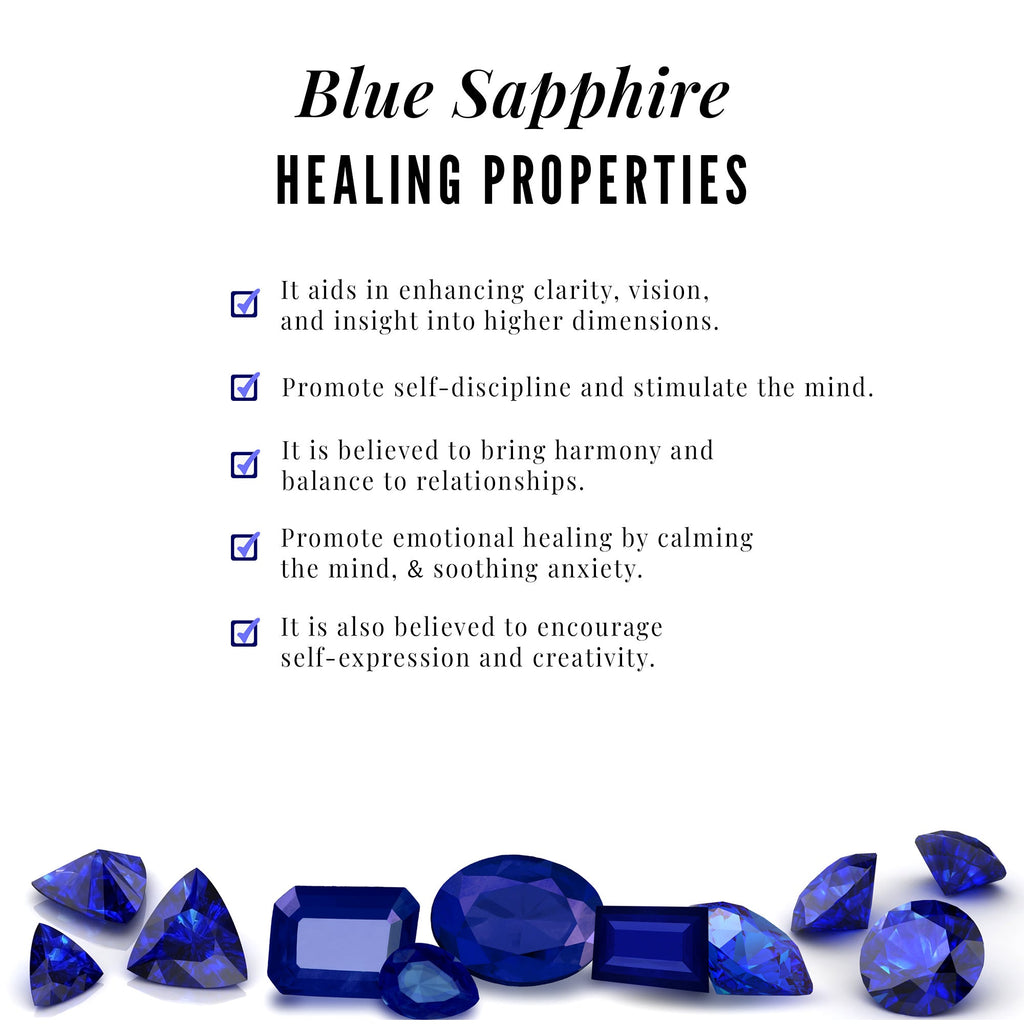 Natural Blue Sapphire Star Pendant Necklace for Women