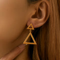 Color Retention Copper Plating 18K Real Gold Overlapping Design Double Layers Loving Heart Earrings