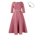 Women's European And American Solid Color Large Swing Skirt Temperament Dress