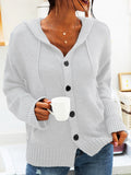 Hooded Knitted Long-sleeved Breasted Cardigan Drawstring Sweater
