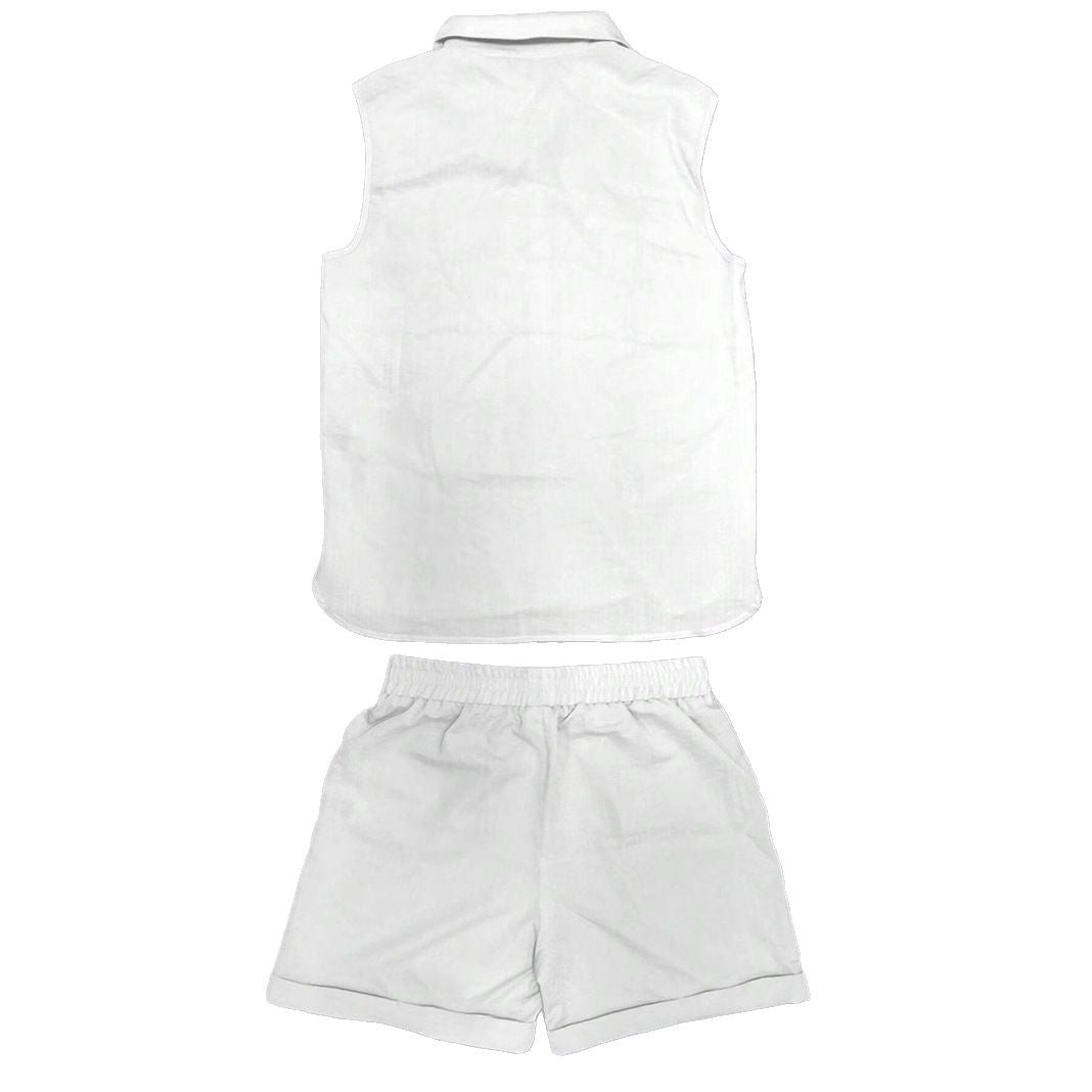 Men's Casual Stand Collar Cardigan Vest Cotton And Linen Style Suit