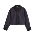 Women's Corduroy Stitching Neckline Casual Coat