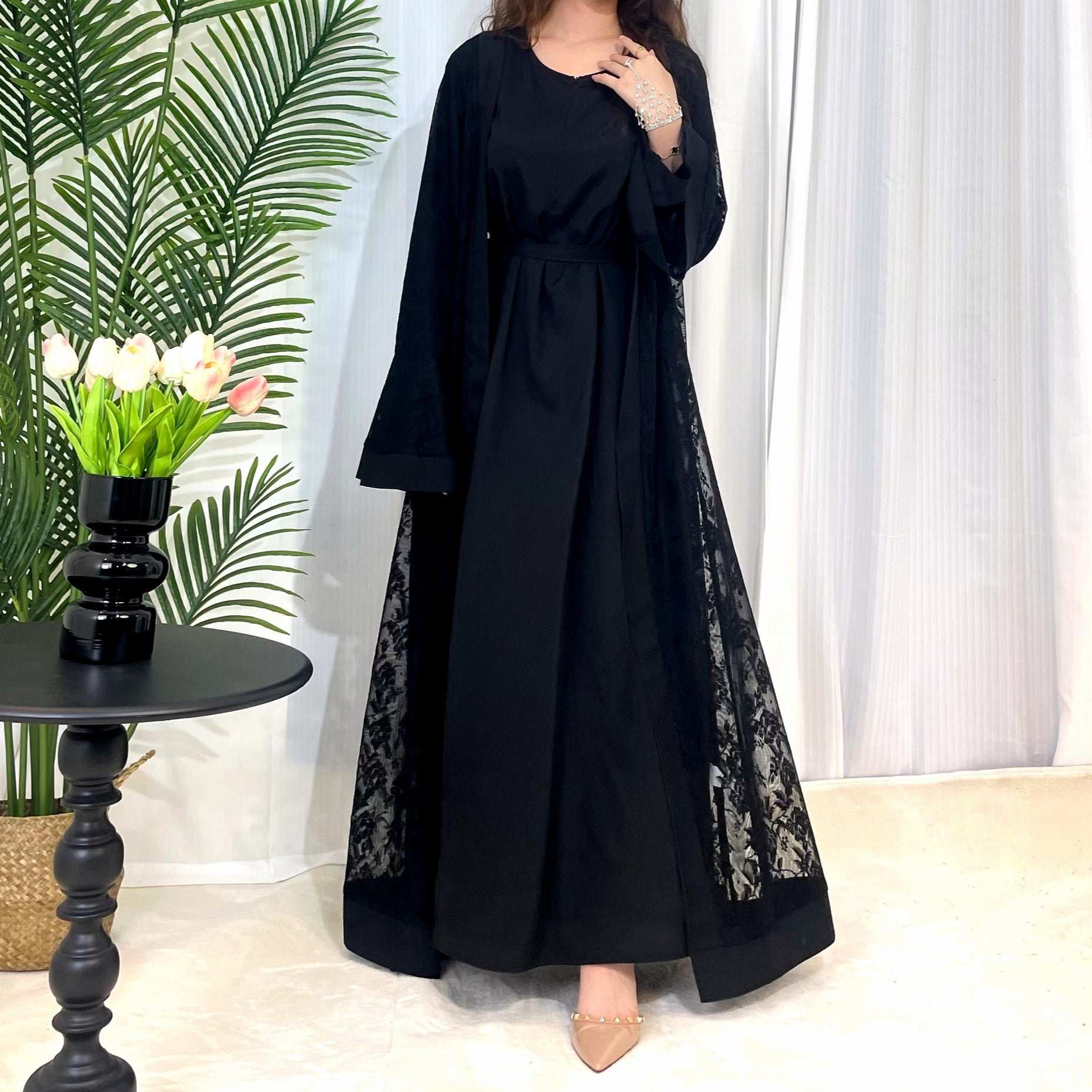 Muslim Fashion Women's Traditional Dress Lace Robe