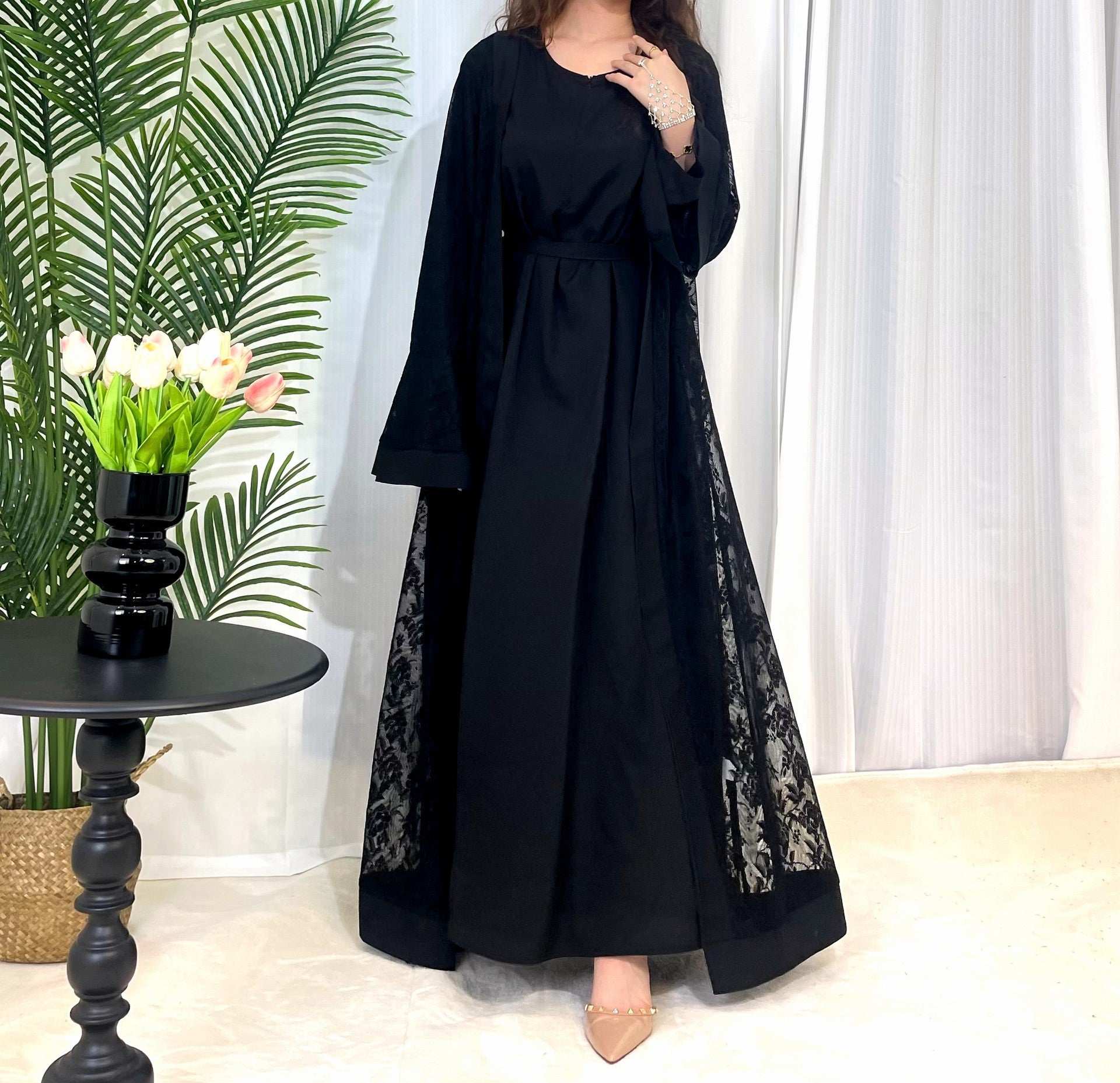 Muslim Fashion Women's Traditional Dress Lace Robe