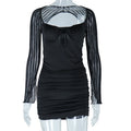 Women's Lace Screen Color Contrast Patchwork Dress