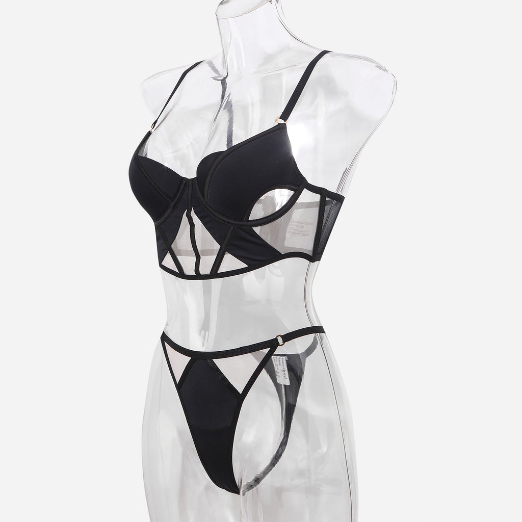 Glossy Mesh Hollow French Underwear Women