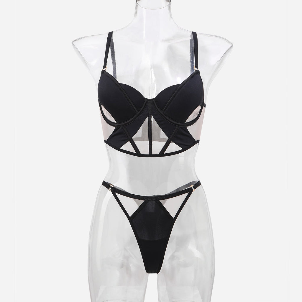 Glossy Mesh Hollow French Underwear Women