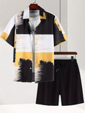 Men's Short Sleeve Shirt Outfit Printed Men's Clothing
