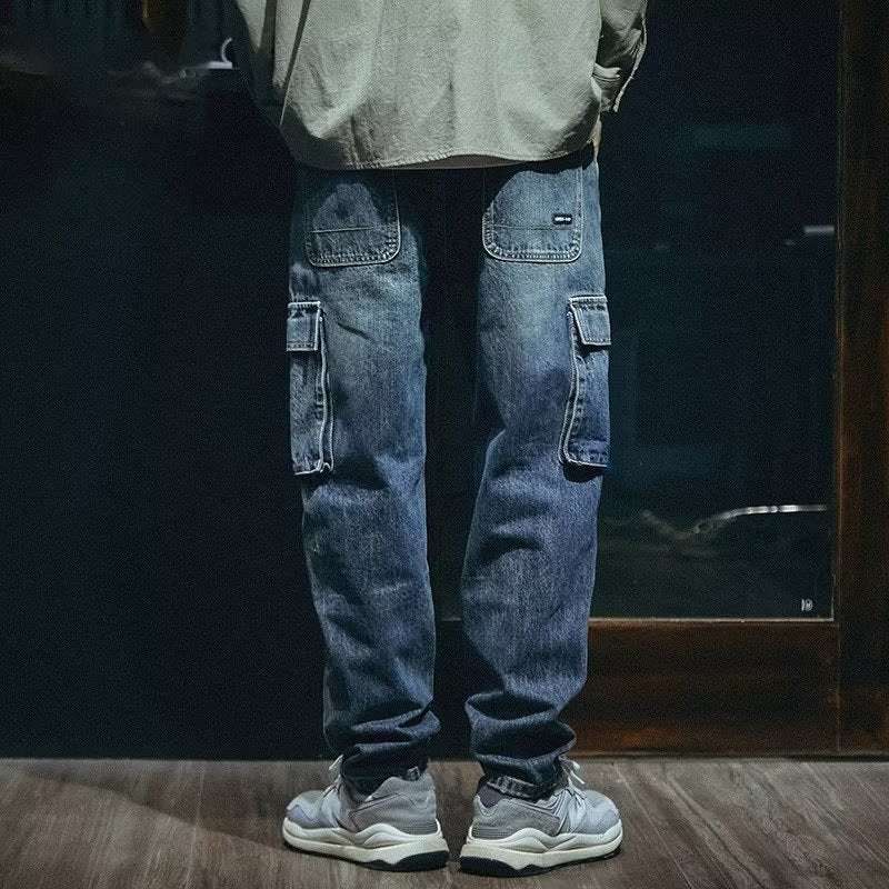 Men's Loose Straight Retro Fashion Brand Stretch Pants