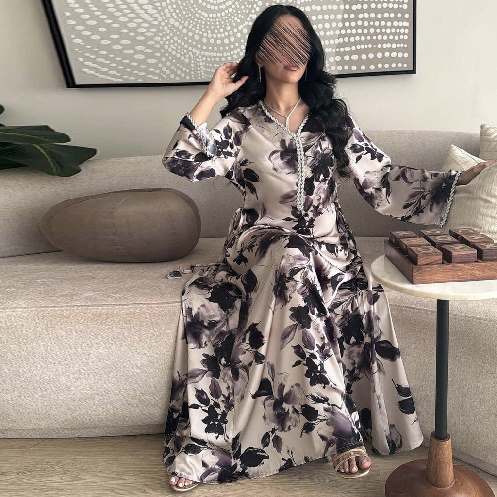 Muslim Arabic Dubai Printed Robe