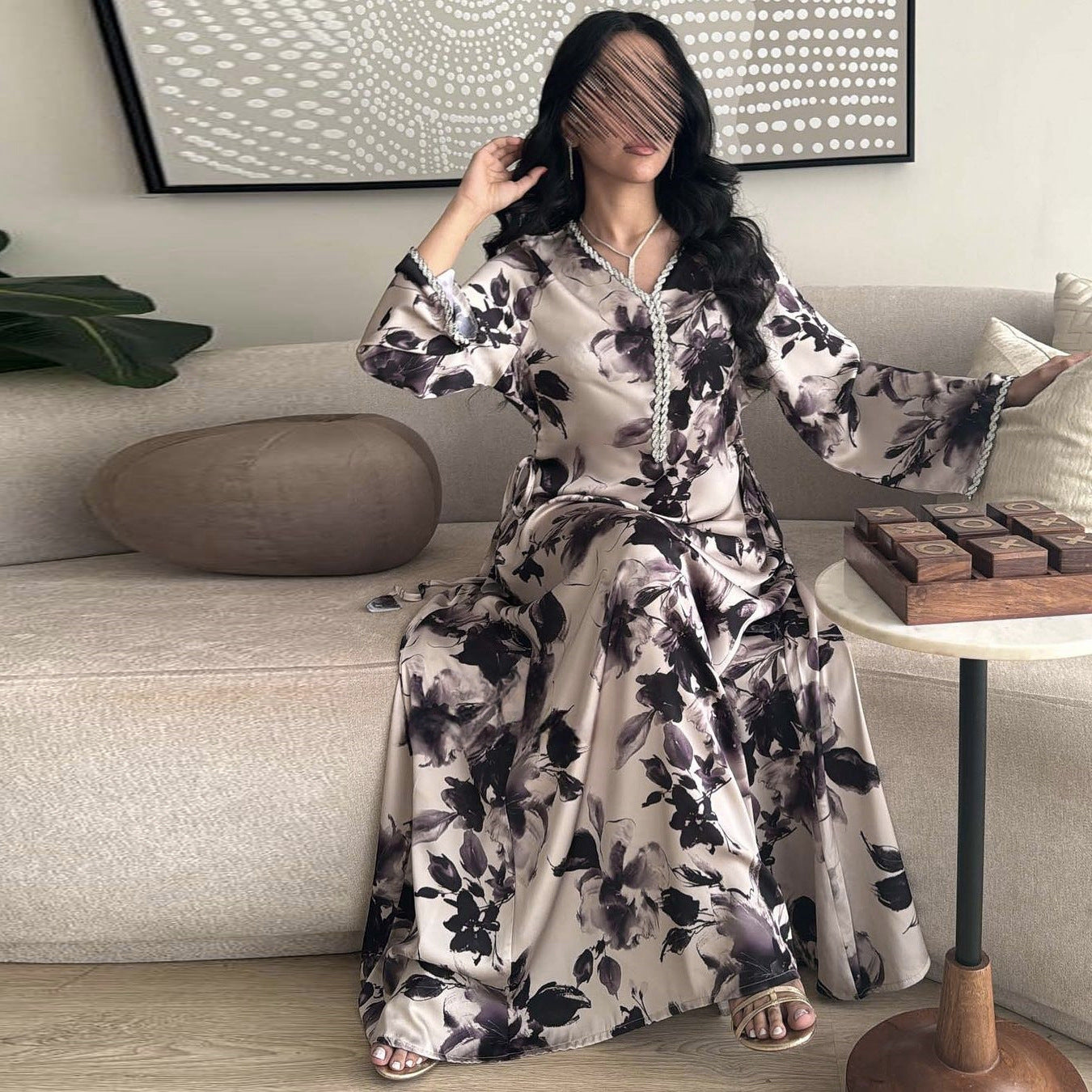 Muslim Arabic Dubai Printed Robe