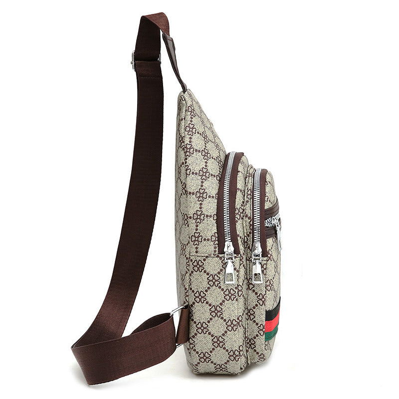 New Contrast Color PU Soft Leather Casual Chest Bag Men And Women Crossbody Tide Travel Fashion Small Backpack