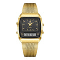 Business Casual Mesh Belt Waterproof Double Display Electronic Quartz Watch