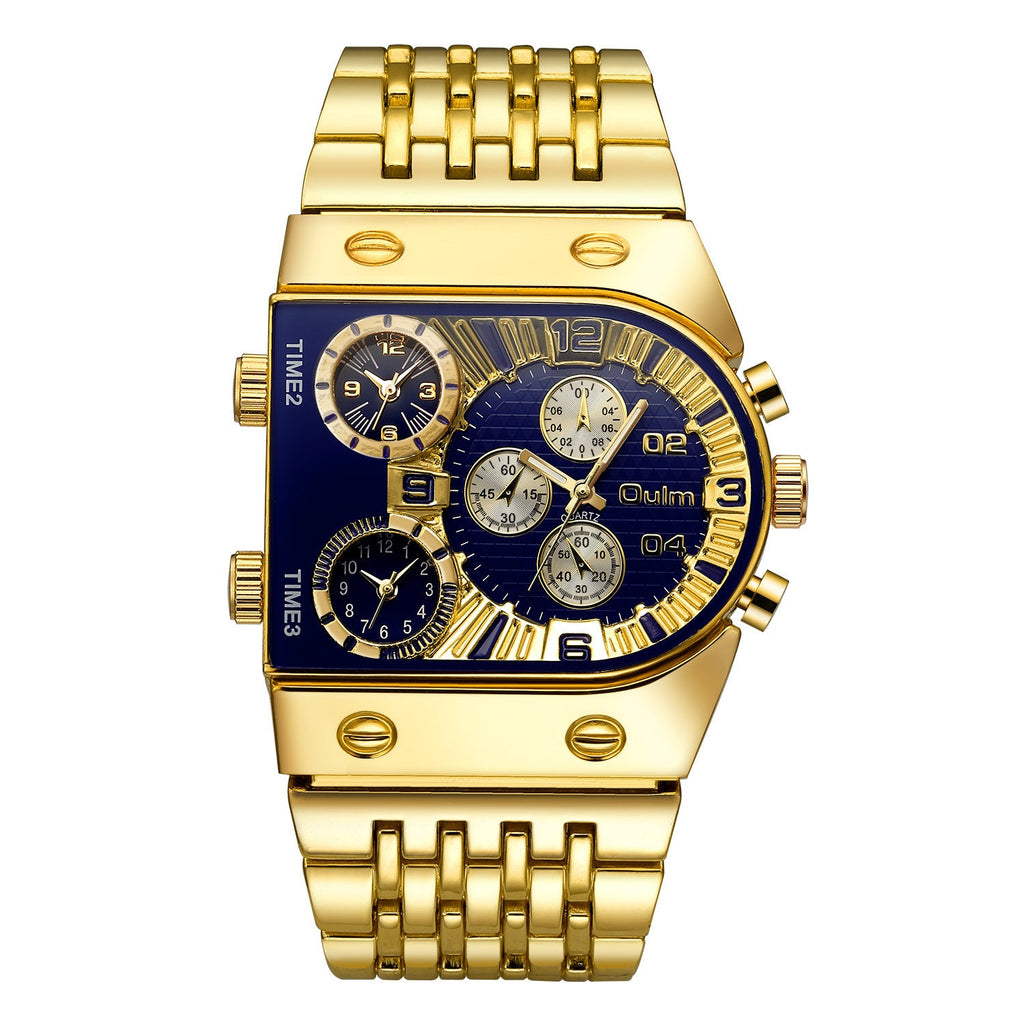 Multi-time Zone Large Dial Luminous Men's Watch