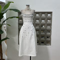 Handmade Rhinestone Heavy Industry Waist Tube Top Dress