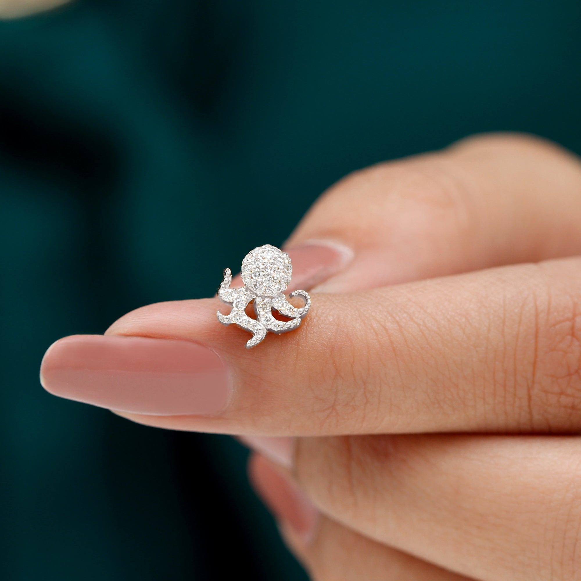 Moissanite Octopus Earring for Cartilage Piercing