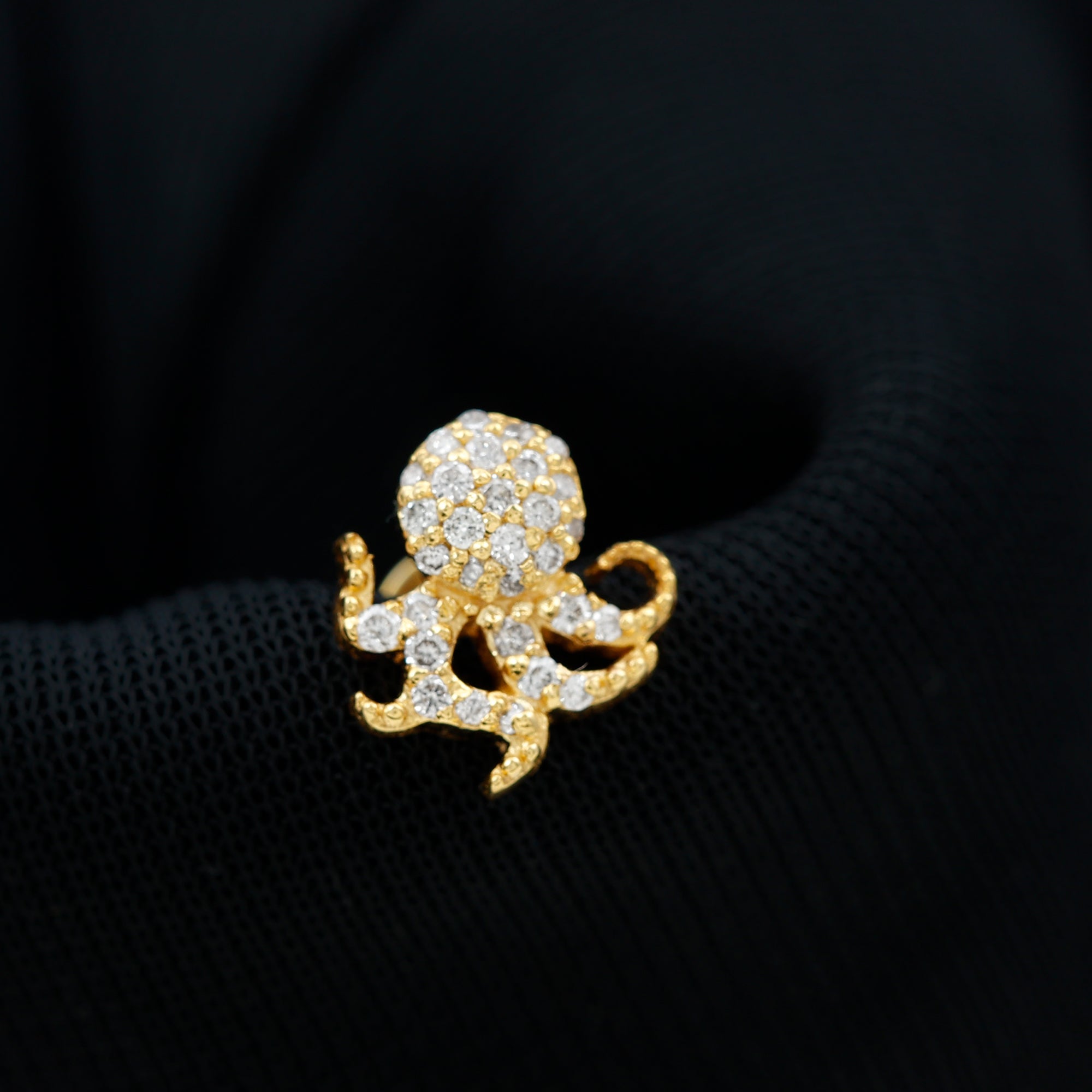 Moissanite Octopus Earring for Cartilage Piercing