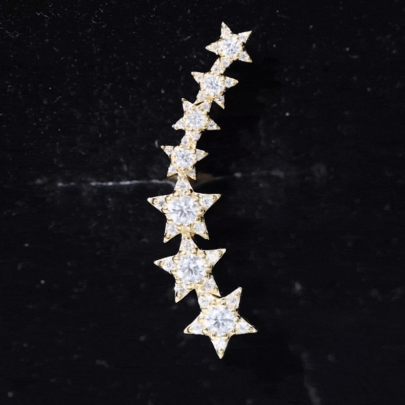Certified Moissanite Star Ear Climber Earring