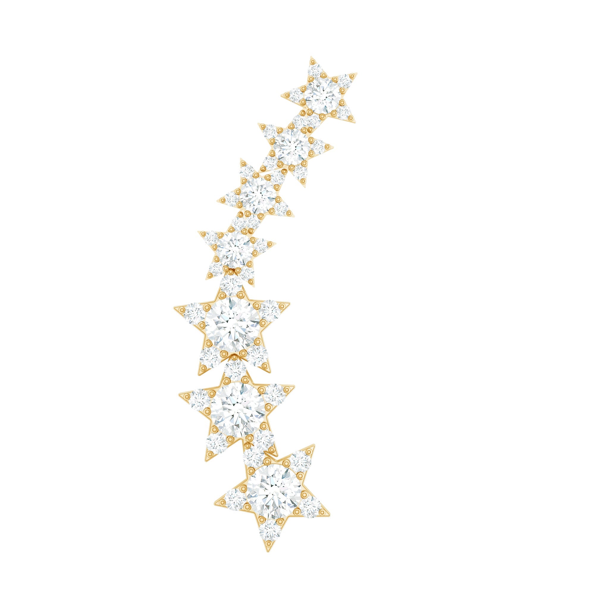 Certified Moissanite Star Ear Climber Earring