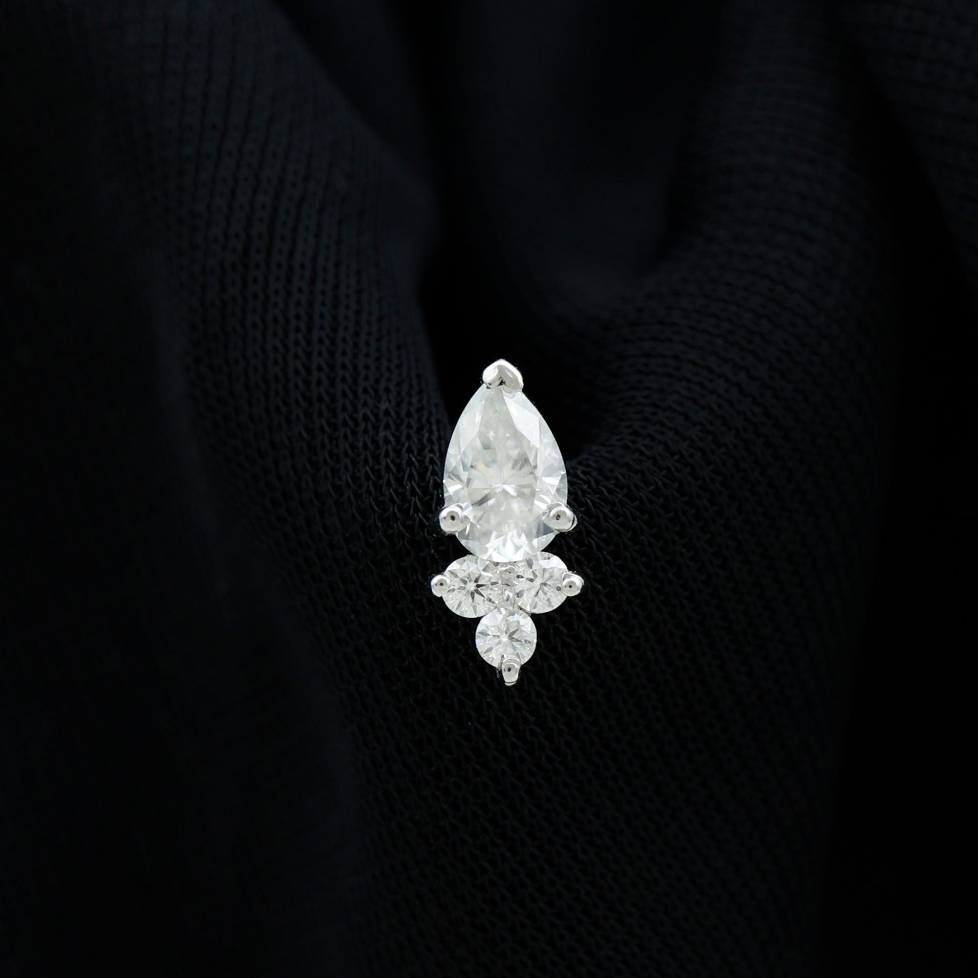 Pear and Round Moissanite Cluster Cartilage Earring