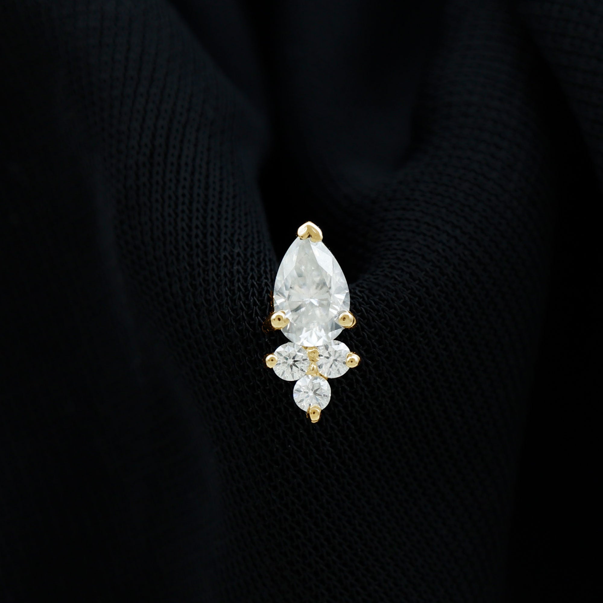 Pear and Round Moissanite Cluster Cartilage Earring