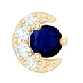 Blue Sapphire Moon Celestial Nose Pin in Gold