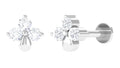 Natural Diamond 3 Stone Flower Nose Pin in Gold