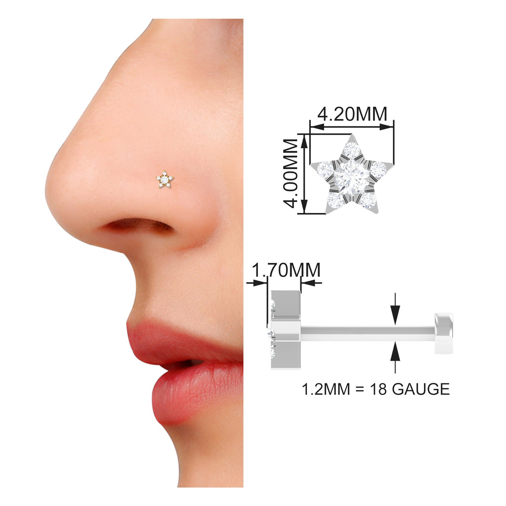 Genuine Diamond Star Nose Pin
