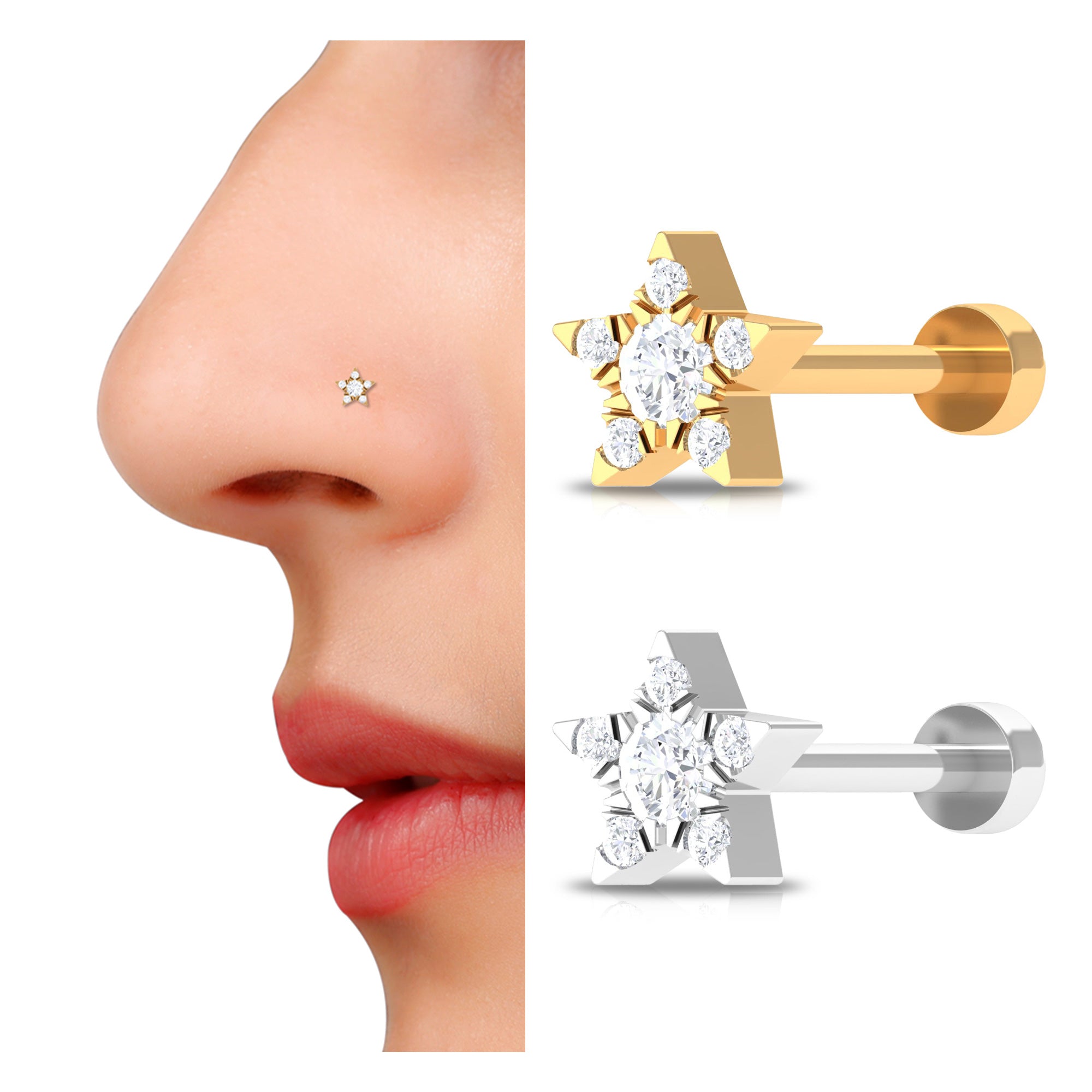 Genuine Diamond Star Nose Pin