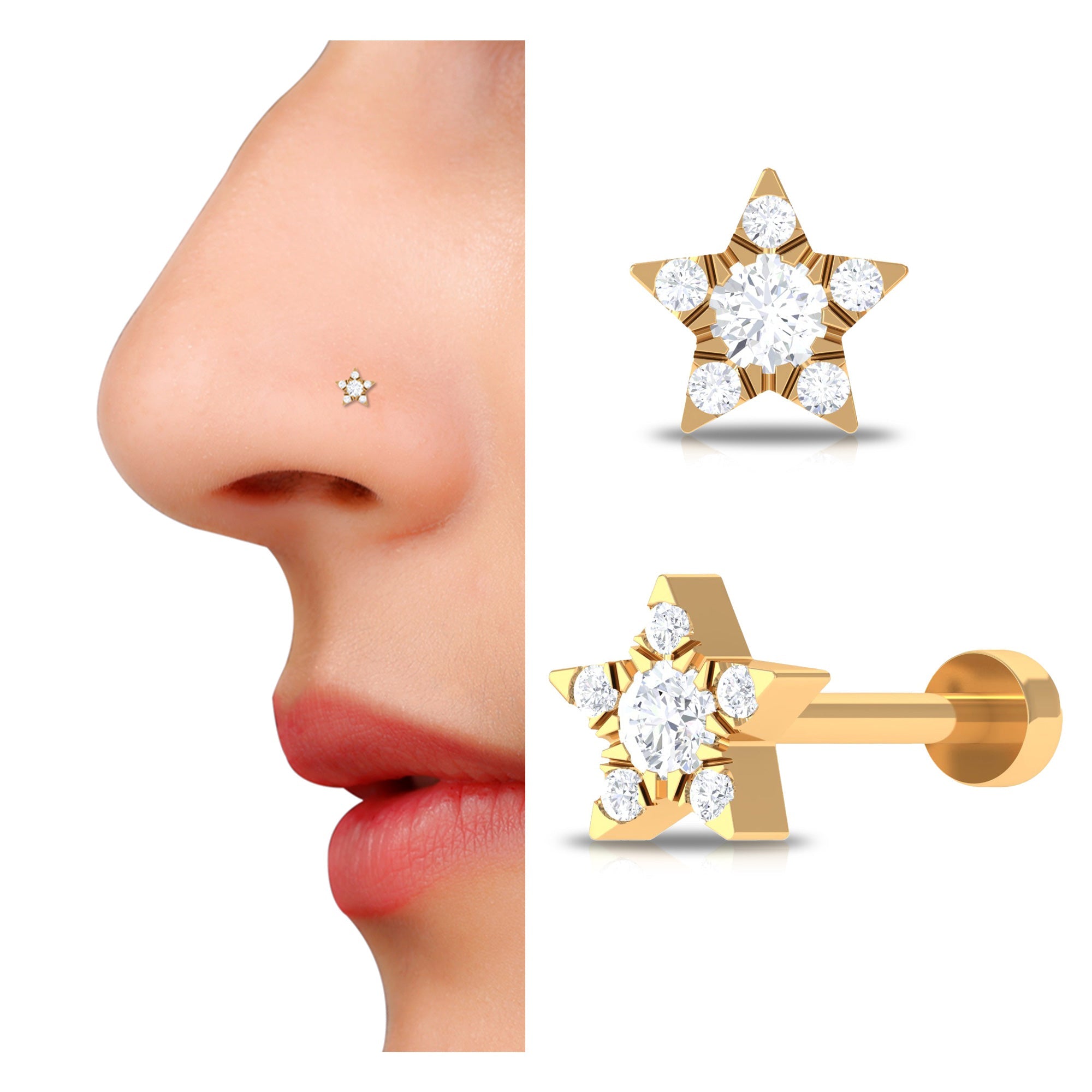 Genuine Diamond Star Nose Pin