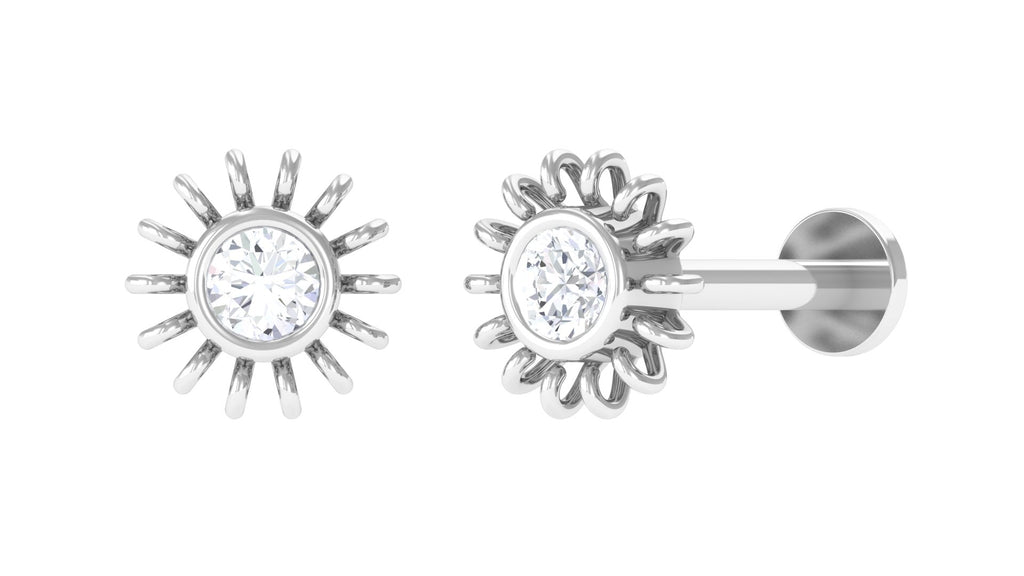 Simple Round Diamond Sunburst Nose Pin