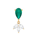 Pear Cut Emerald and Moissanite Dangle Earring