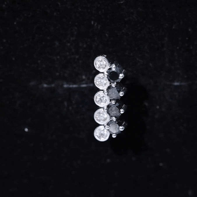 Minimal Black Onyx and Moissanite Bar Cartilage Earring