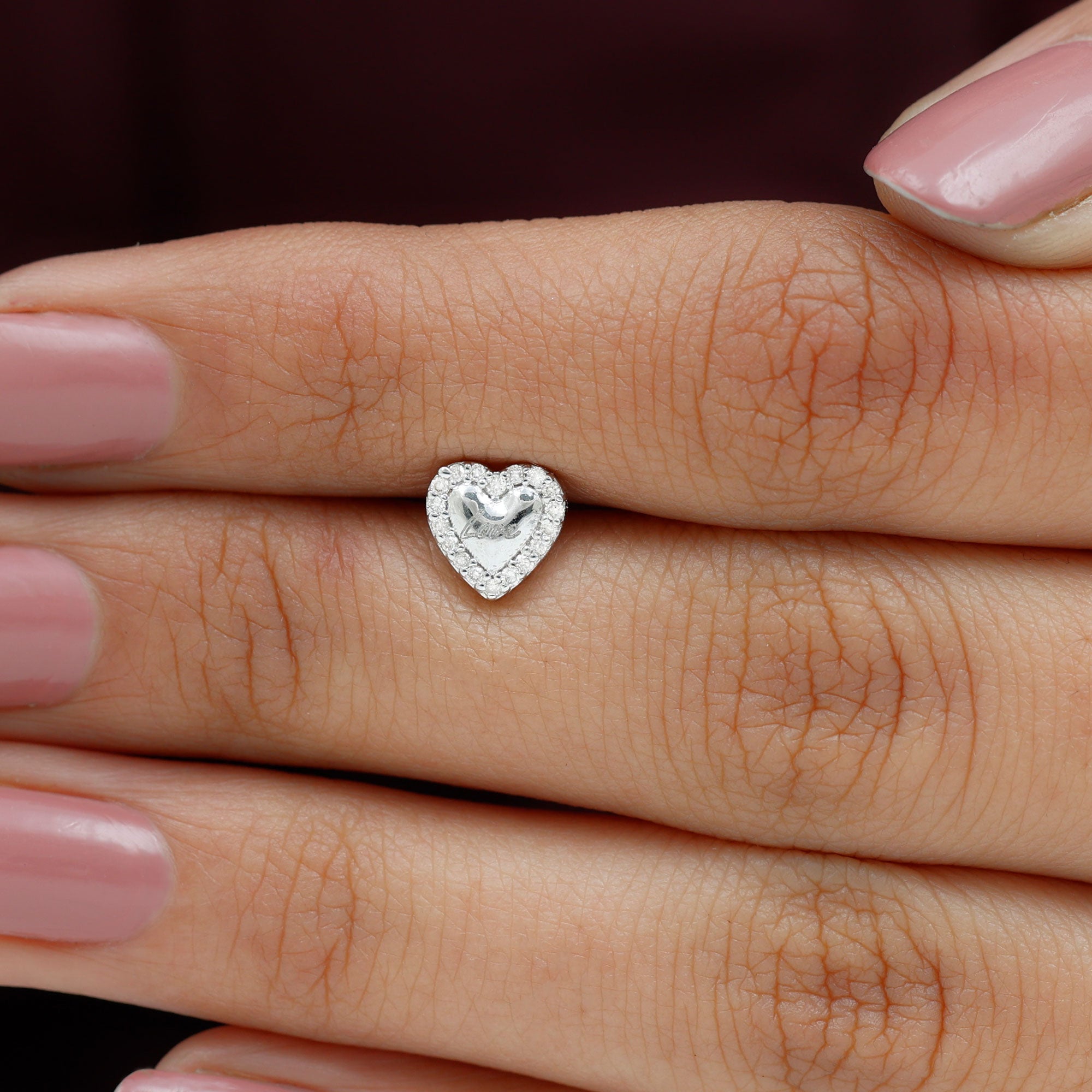 Certified Moissanite Love Heart Earring for Helix Piercing