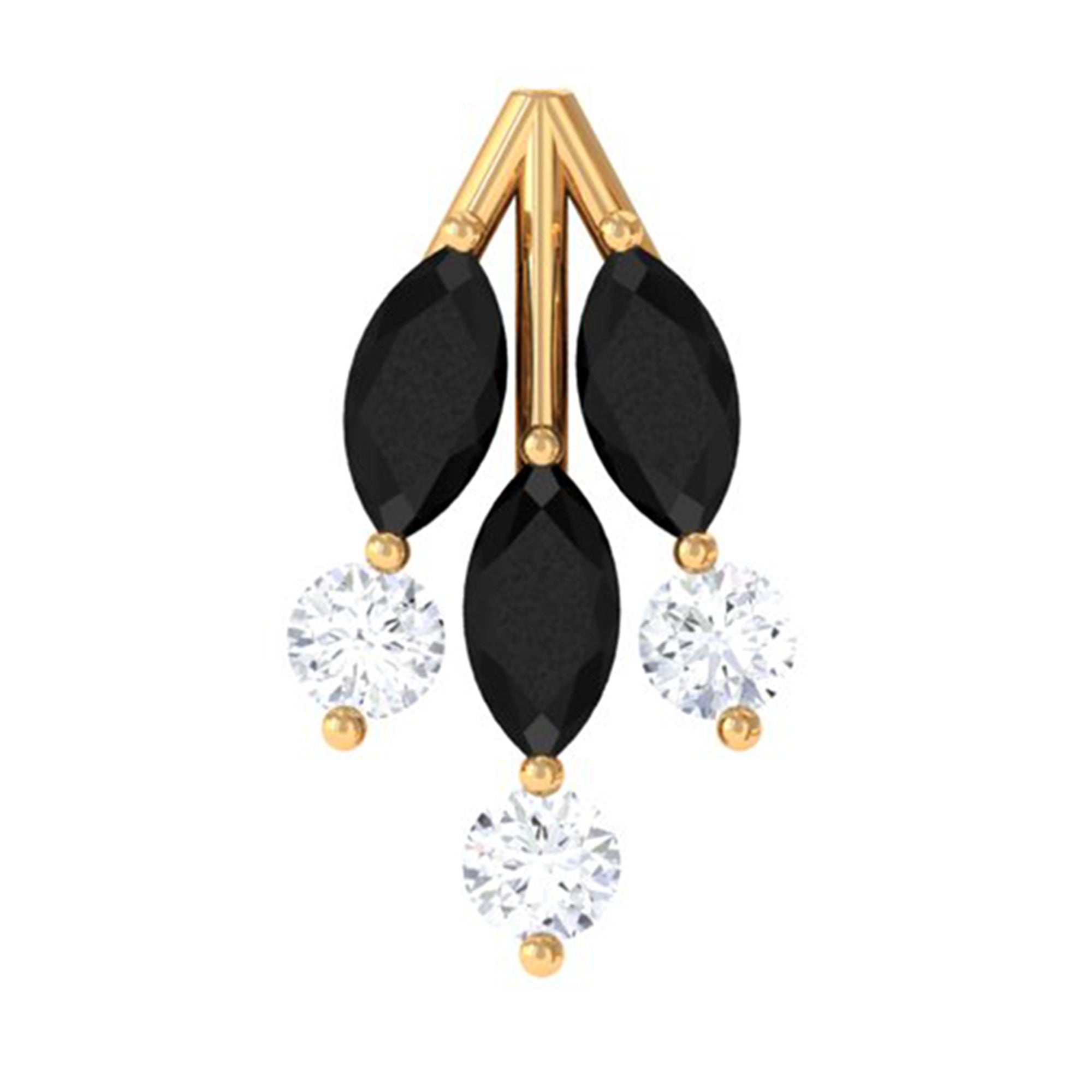 Marquise Black Onyx Leaf Cartilage Earring with Certificate