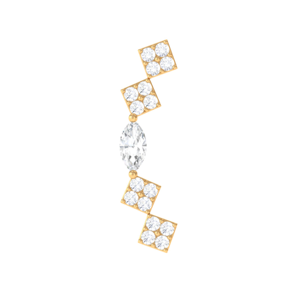 Certified Moissanite Curved Helix Piercing Earring